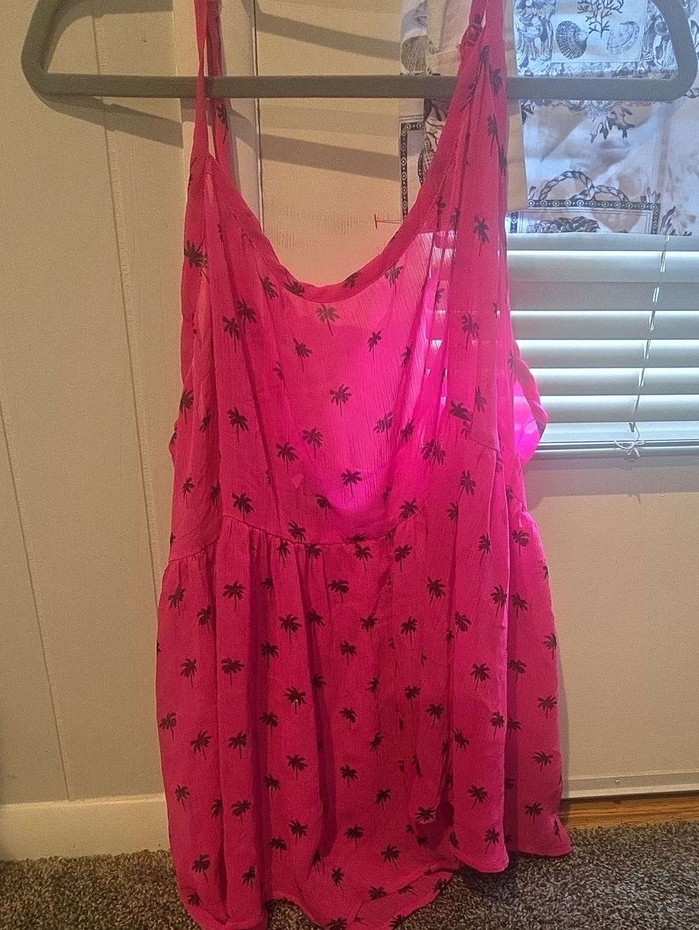 torrid Hot Pink Tank Top with Black Palm Print